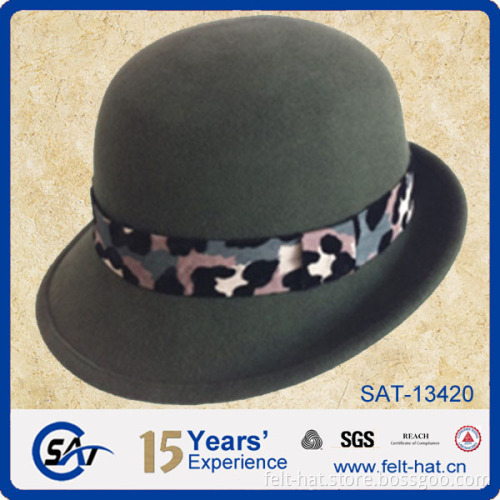 custom cloche wool felt bucket hat for lady